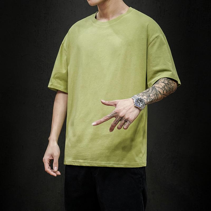 Summer Men's T Shirt Fashion Solid Oversized Hip Hop T-shirt Casual Cotton Mens Streetwear Top Tees