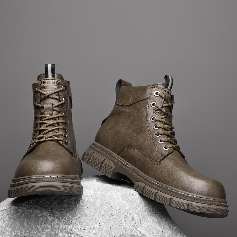 Winter Genuine Leather Mens Ankle Boots Outdoor Casual Shoes Lightweight Designer Men Warm Motorcycle Boots Handmade Male Boots