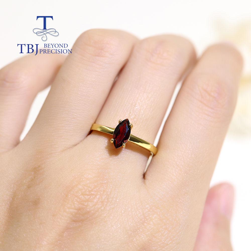 Natural Simple Garnet Ring Mq 4*8mm Semi Precious Gemstone 925 Sterling Silver Fine Jewelry for Girls Women Daily Wear Nice Gift