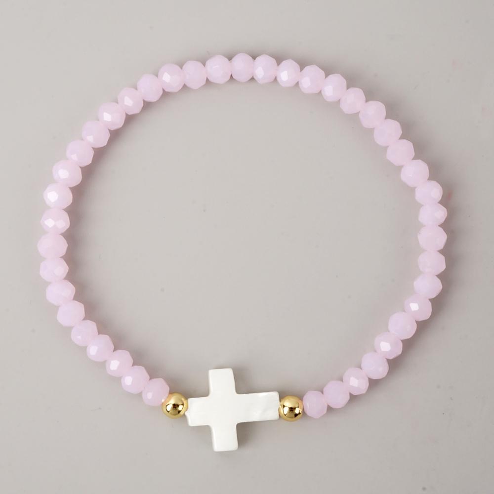 Go2boho Crystal Beaded Bracelets Healing Luck Shell Cross Boho Elastic Stretch Handmade Jewelry For Women Men Fashion Gifts