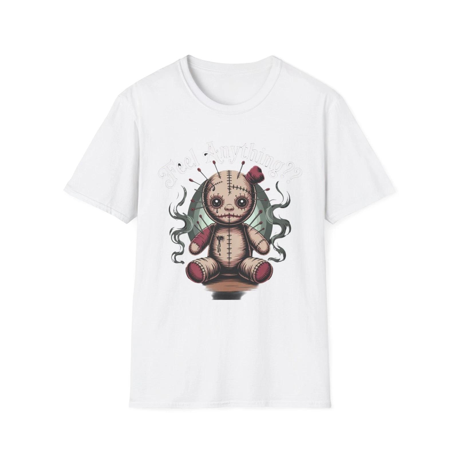 Cute Voodoo Doll Graphic Tee, Unisex Softstyle T-Shirt for Halloween, M