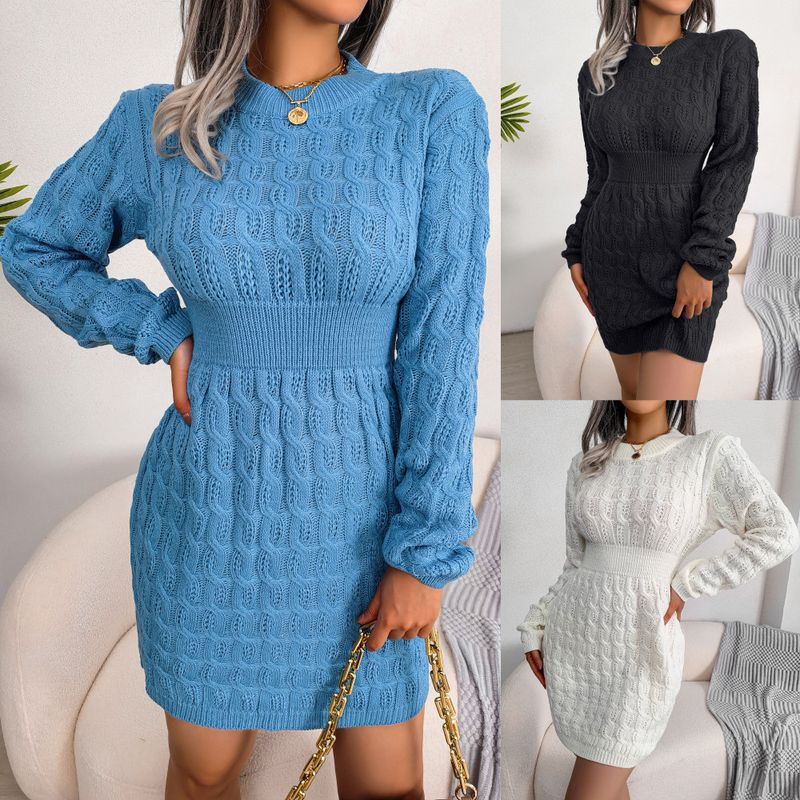 

2024 Casual Waist Bag Hip Dress Base Fur Skirt Base Sweater Dress White L
