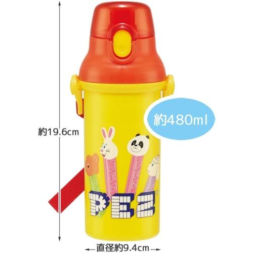 Skater Children's Plastic Water Bottle 480ml One Push Open/Close Antibacterial Child Friendly Lightweight Antibacterial Treatment Made in Japan PEZ Pe
