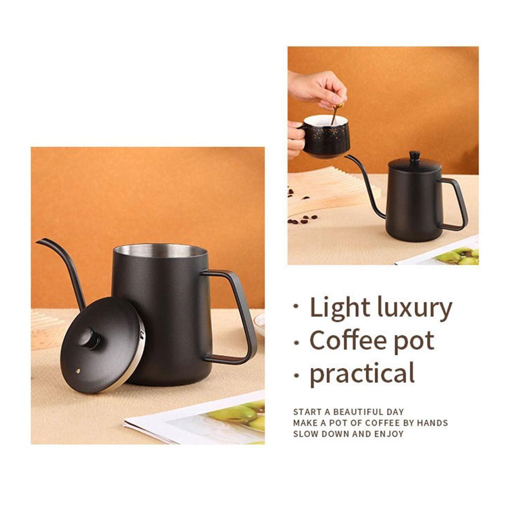 Cafetière Noire Argent Bec Long et Étroit Bouilloire à Goutte Bouilloire d'Infusion à Goutte pour Café Usage Café