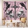 VIKAMA 2026 New Gothic Dark Tapestry  Pink and Black Contrasting Raven and Skull Wall Art  Bedroom Headboard Home Decor Art