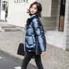 2026 New Women's Glossy Puffer Coat, Korean Style Stand Collar Cropped Winter Jacket, Warm Quilted Outerwear
