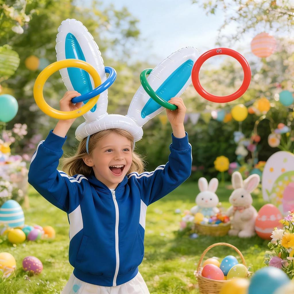 Aesthetic Easter Decor: Inflatable Bunny Ear Ring Toss, Creative Spring Party Game, Interactive Event Prop, Trendy Gift