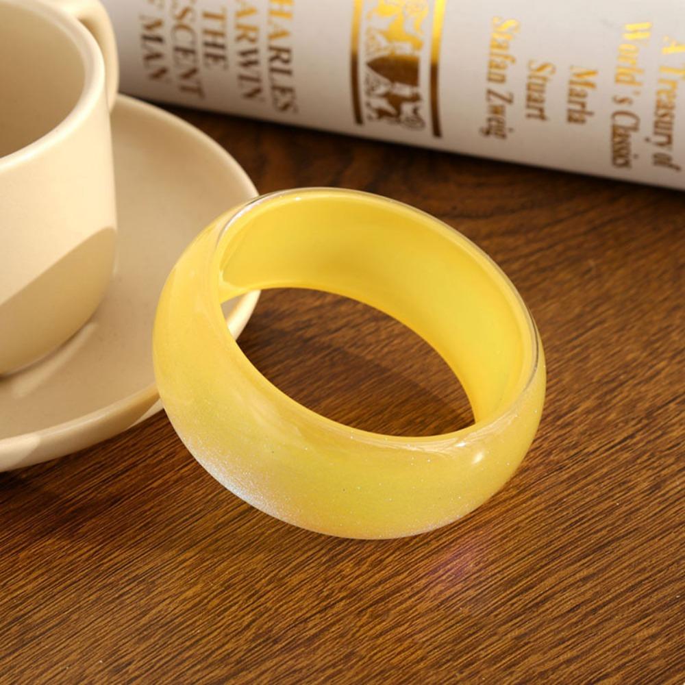 Geometric Design Irregular Wide Bracelet Glitter Big Round Transparent Hand Ring  Gift
