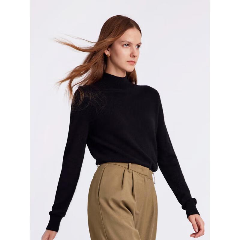 GOELIA Women's Cashmere Half-High Neck Pullover Sweater