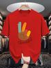 Unisex Short Sleeve T Shirt Thankful Turkey Peace Hand Thanksgiving Graphic Tees Loose Fit Casual Unisexs Top For Holiday Street Wear