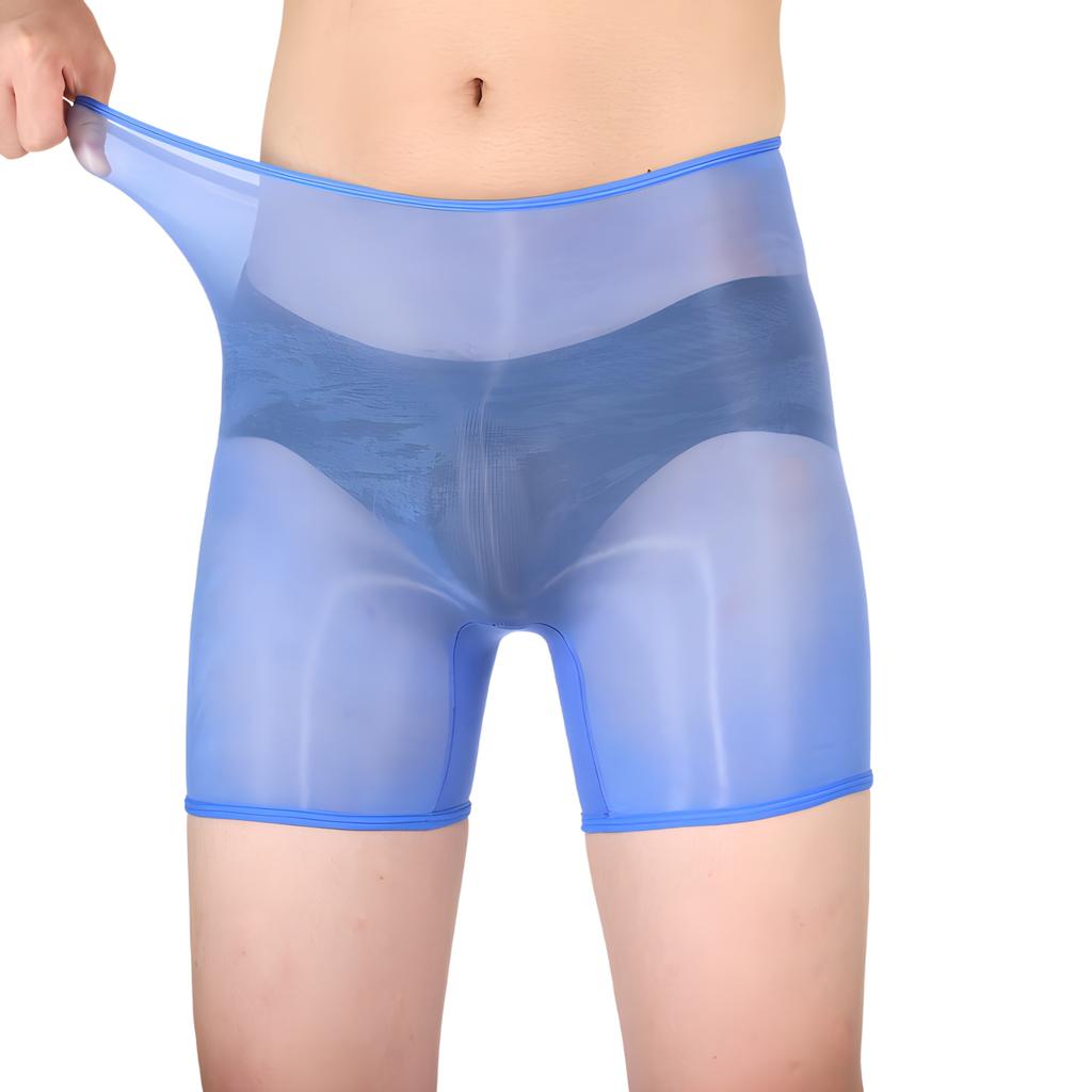 Mens Sheer Boxer Shorts Mid Waist Lingerie Underwear Erotic Roleplay Nightclub Provocative Clubwear