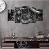 No Framed Canvas 5 Panel Engine Engineering Closeup Gear and Chain HD Decorative Wall Art Posters Pictures Home Decor Paintings