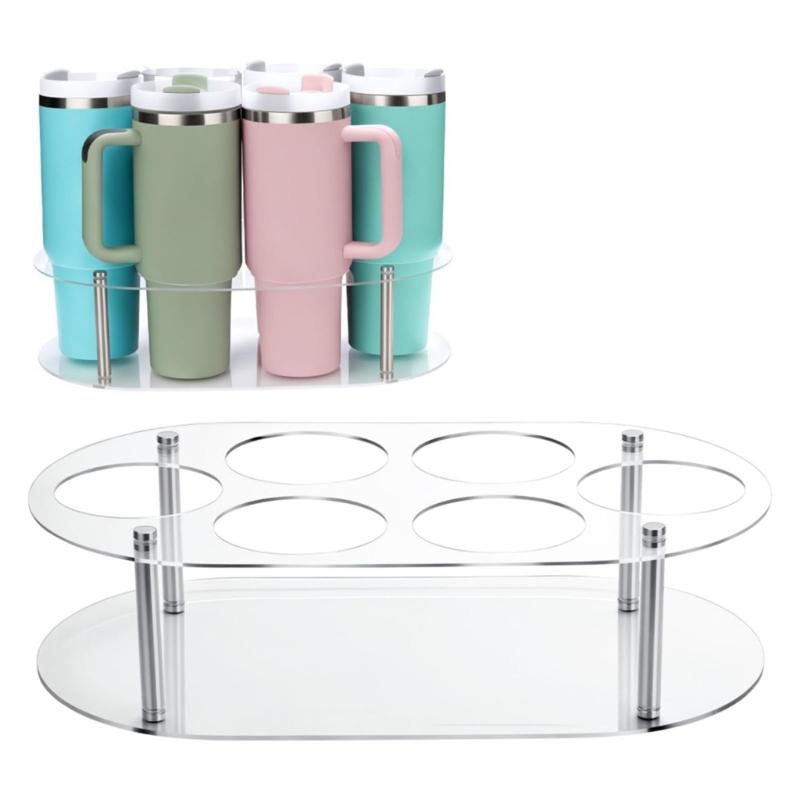 Space Efficient Acrylic Bottle Storage Stand Secure Holder for Cups Kitchen Office Travel Portable Organizers Solution