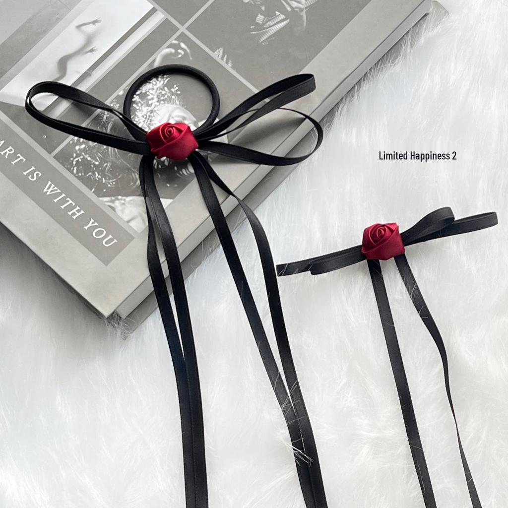 High-End French Bow Ribbon Rose Hair Clip for Women