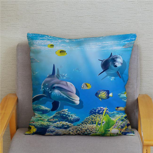 Poszewka na poduszkę Wzór delfinów oceanicznych Nadruk świata podwodnego Poduszka Dzieci Sofa Dekoracja domu