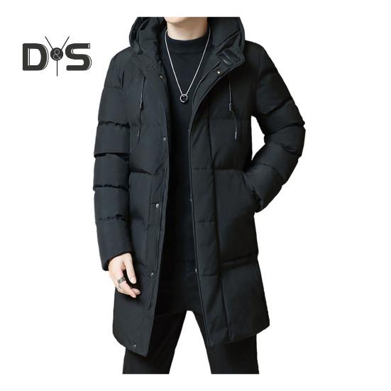 

Мужское зимнее хлопковое пальто с плотной подкладкой и ветрозащитным капюшоном, легкая морозостойкая застежка-молния, карманы с длинными рукавами, шнурок средней длины, на открытом воздухе M чёрный