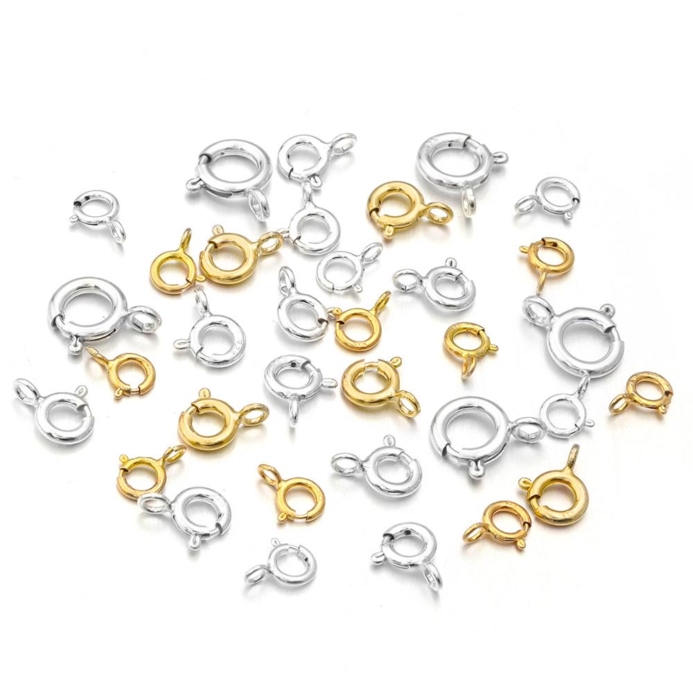 5pcs s925 Sterling Silver Spring Ring Clasp With Open Jump Ring jewelry Clasp For Chain Necklace Bracelet Connectors Wholesale