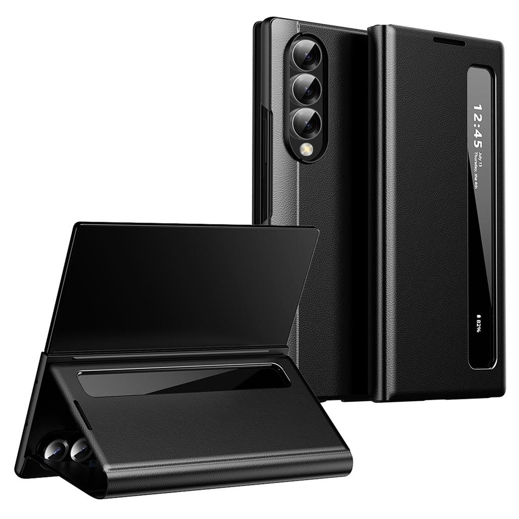 Für Samsung Galaxy Z Fold4 5G Hülle Smart View Fenster Leder Handyhülle