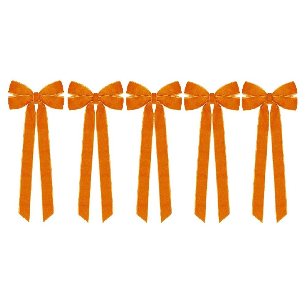 

5/10pcs Fall Velvet Ribbon Bows Tree Orange Christmas Ornaments for Tree Home Thanksgiving Party Front Door Wreath Holiday Decor 2.5X13X26CM