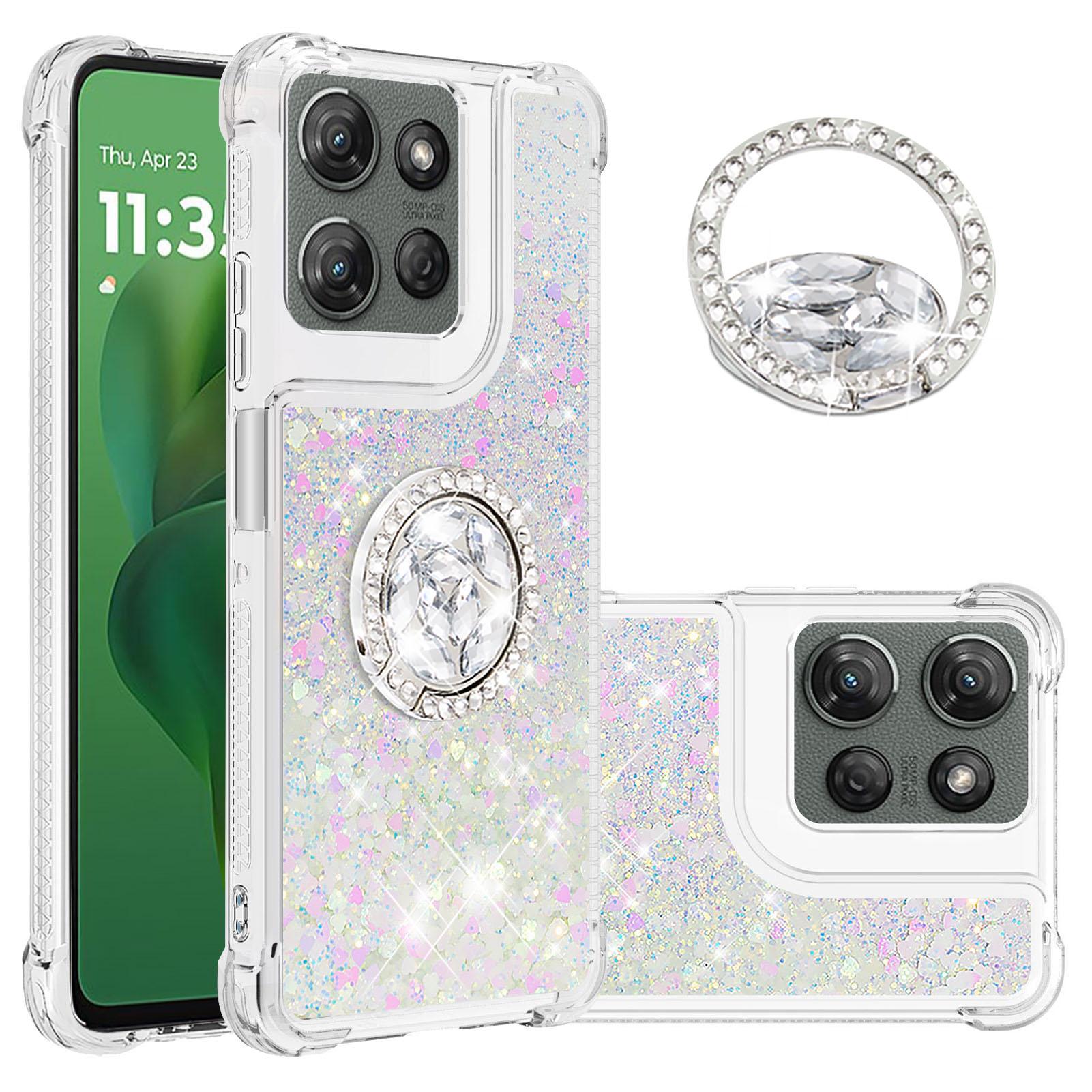 

Для Motorola Moto G Power (2025) Чехол из ТПУ с подставкой, противоударная крышка-песочные часы Laser/Hearts