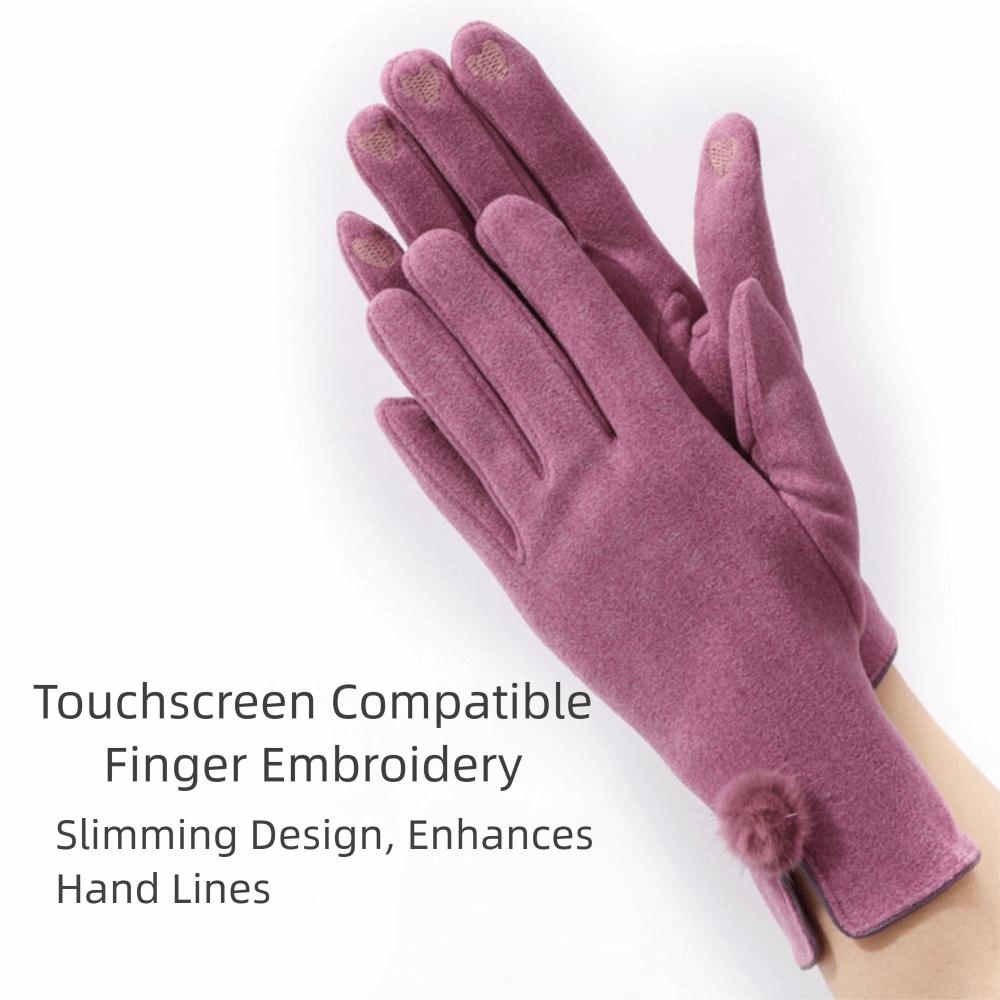 Velvet Winter Suede Gloves Thick Women Cycling Mittens Gift Pu Leather Gloves  Autumn