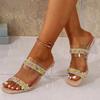 Fashion Colorful Crystal Sandals Women Clear Heel Pvc Sandals Slip On High Heels Slippers Women Summer Fashion Transparent Shoes Woman