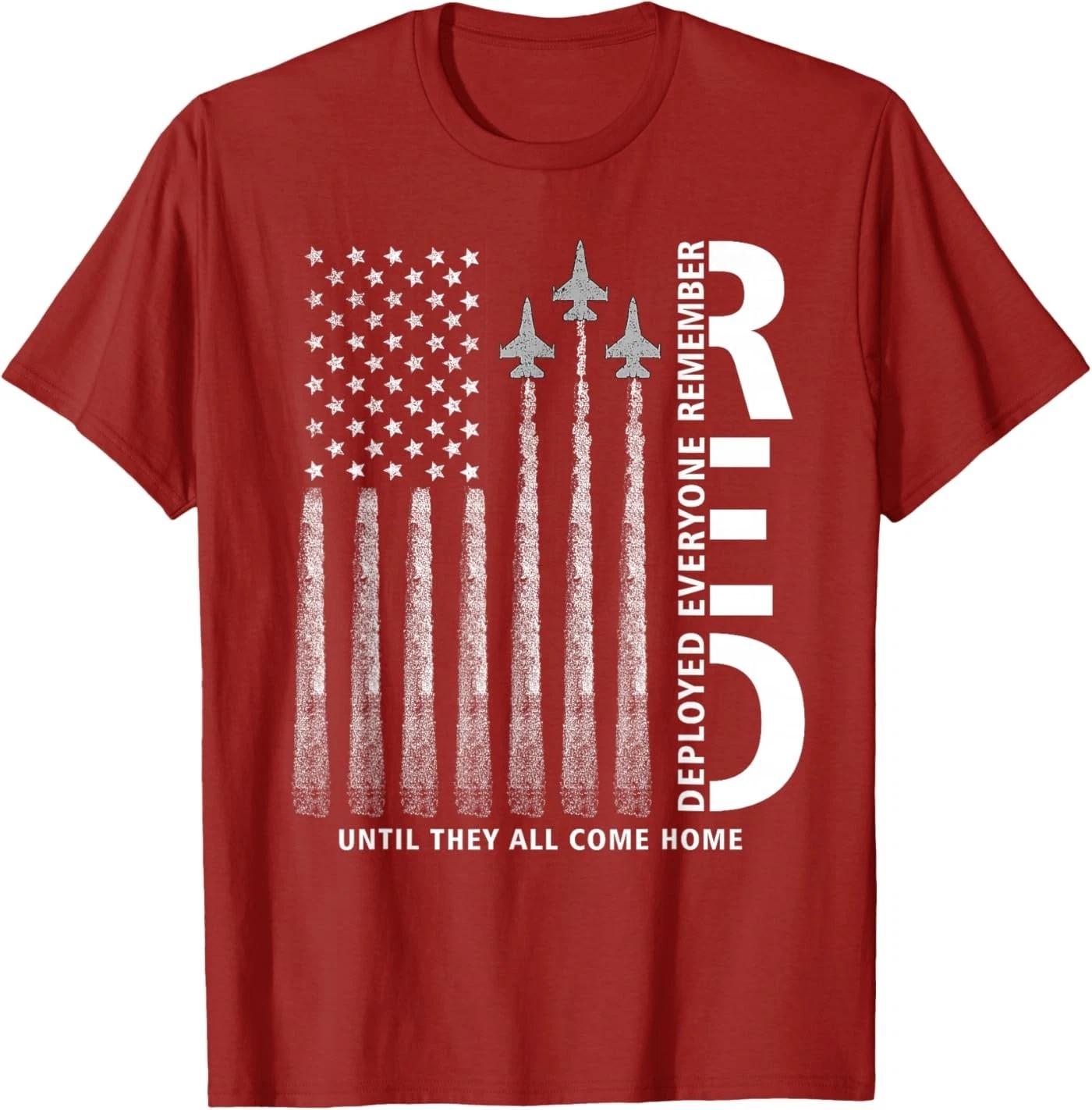 Remember Everyone Deployed RED Friday Military American Flag T-Shirt XL