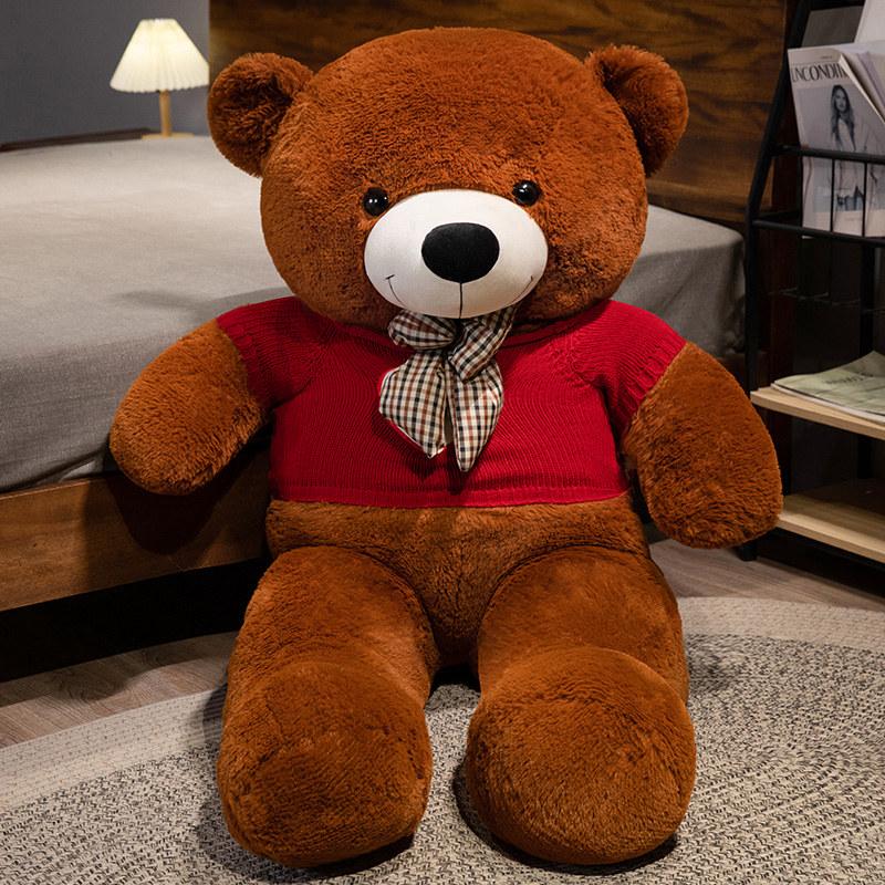 New 100cm Giant Dressed Sweater Bear Bowknot Multiple Color Options Plush Animals Dolls Super Soft Baby Soothing Toys Gift Decor