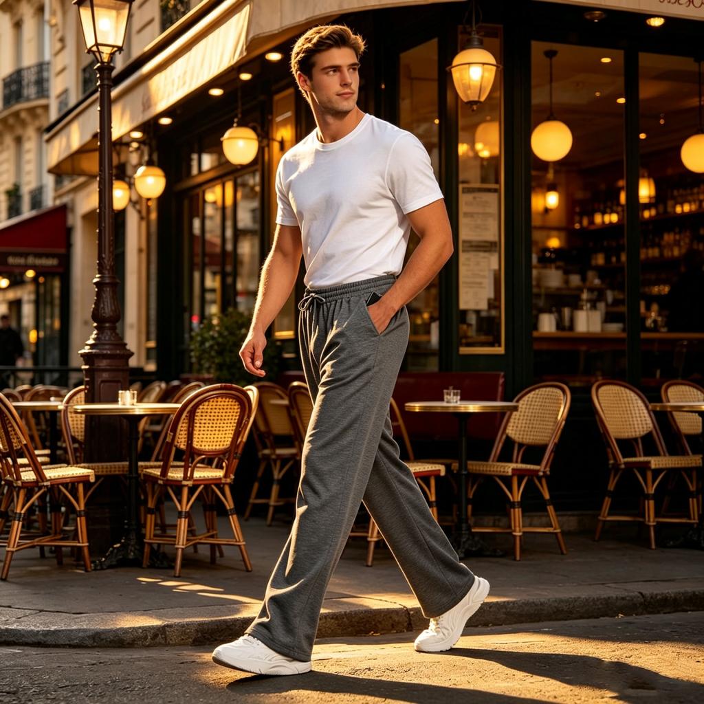 Men's Sweatpants with Drawstring and Elastic Waistband for Everyday Wear