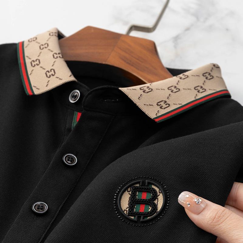 STORN Men s Fashion Short Sleeved Summer Polo Shirt High End Design Exquisite Ice Silk Embroidered Breathable T-shirt M
