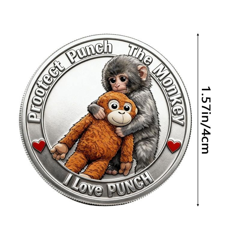 Prote Protect Punch Monkey Coin 3D Embossed Commemorative Figure Metal Collectible Souvenir Home Decoration Children Adults Gift