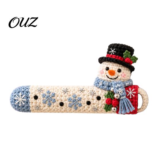Seasonal Interior Decor Christmas Door Handle Cover, Knitted Lever Handles Cute Santa Gingerbread Claus Covers Man Penguin, Festive Sleeve for