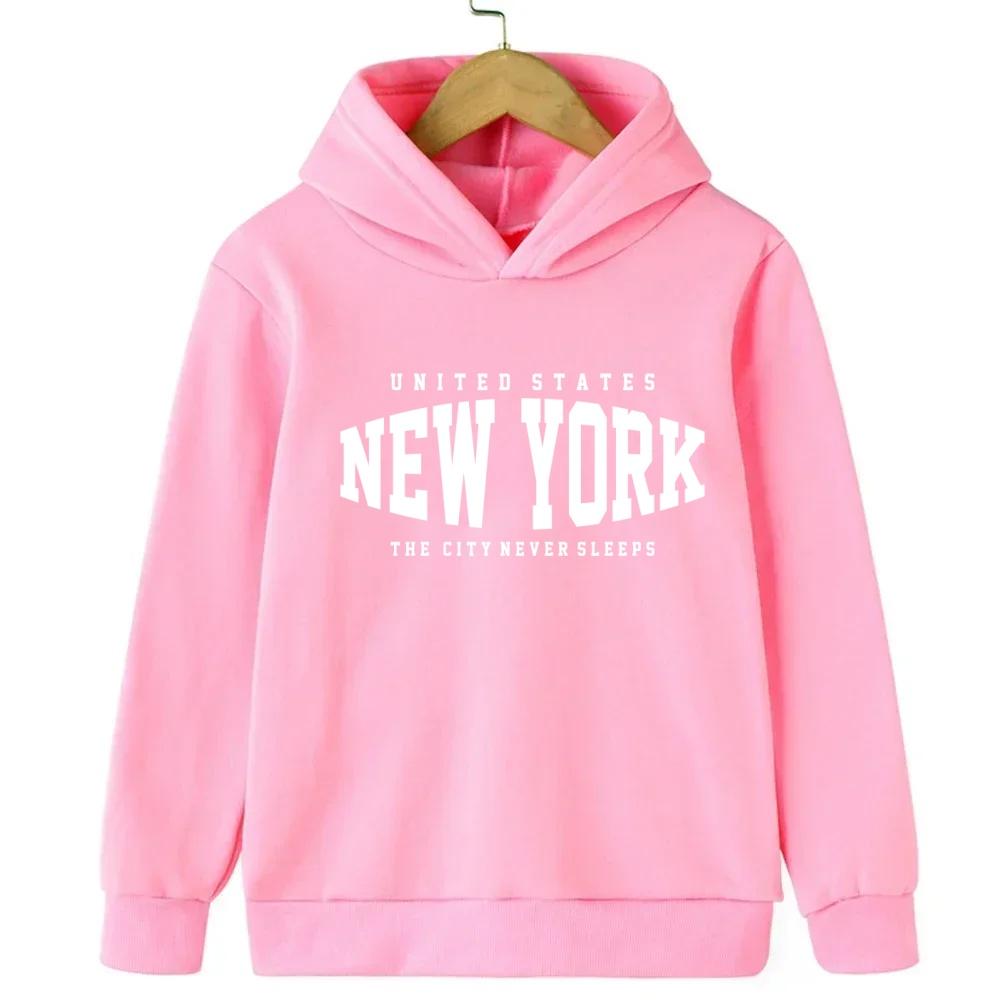 New York Jungen und Mädchen Hoodies Herbst/Winter Hoodies Langarm Klassische Lässige Minimalistische Jacken Kinder Buchstaben Hoodies