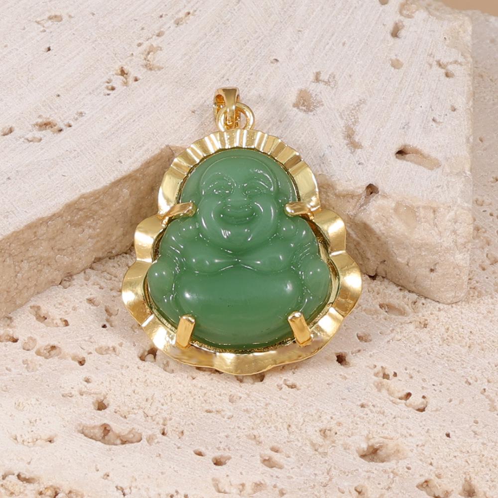 

Women s Multi-color Chalcedony Buddha Pendant with Gold-Plated Copper and Diamond Inlay on Clavicle Chain