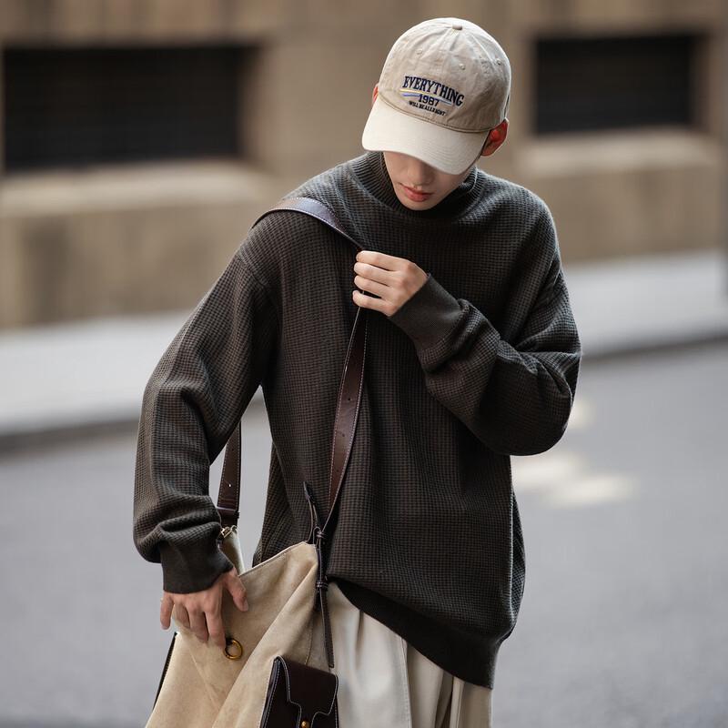 TonLion Men's High-Neck Textured Knit Sweater
