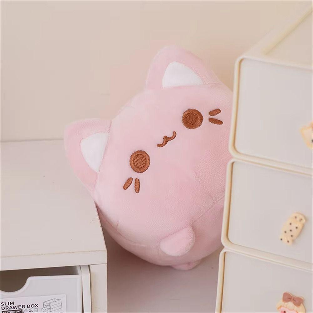 Pink Peachy Kitten Plush Toys Cute Plushie Cat Soft Dolls Black Cat Stuffed  For Girl Friends