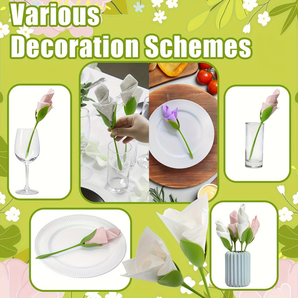 20pcs Floral Napkin Holders, Stylish and Elegant, Creative Flower-shaped Stands, Combining Storage and Decoration, For Weddings