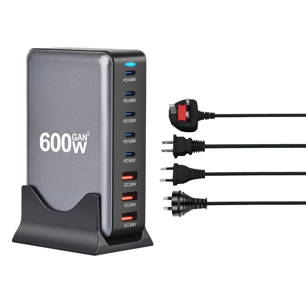 268W/600W Desktop Charger 8 Port USB 5C+3A Type C PD Charger 3.0 USB Type C Fast Charger Mobile USB Charger
