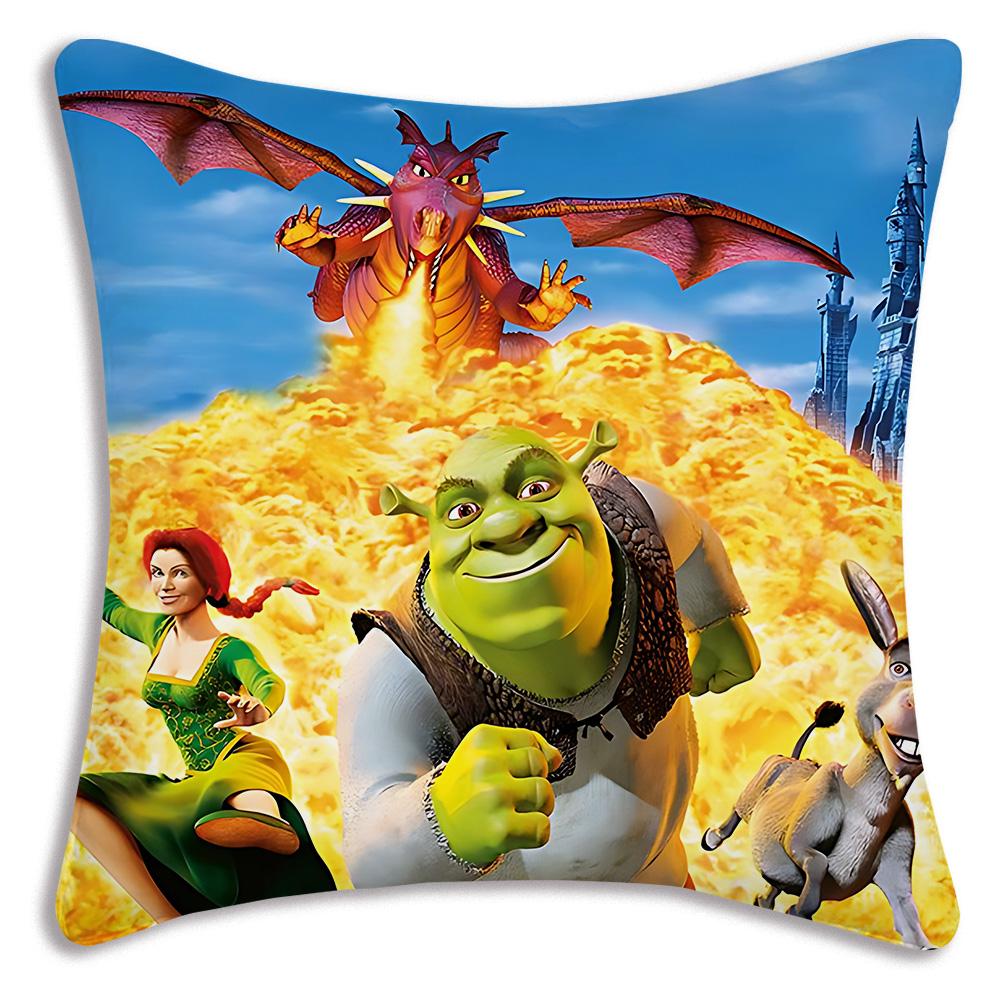Federe per Cuscino Divertenti Shrek Film Fantasy Cartone Animato Divano Decorativo Casa Stampa Double-Sided Corto Peluche Cuscino Carino