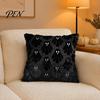 Fuzzy Ghost Throw Pillow Cover Halloween Cushion Cover, 18x18 Inch Covers Washable Plush Case for Sofa Couch Home Holiday Decor Accent Pieces