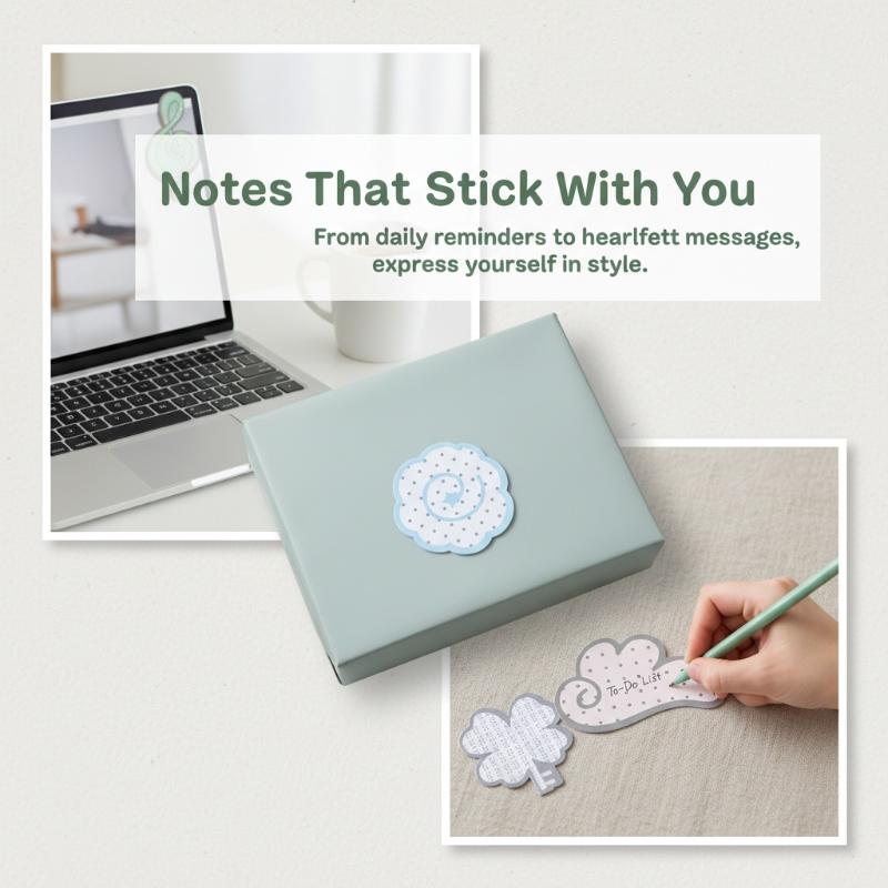 Kawaii Polka Dot Irregular Shaped Self Adhesive Sticky Notes 30 Sheets Each For School Office Daily Note Taking