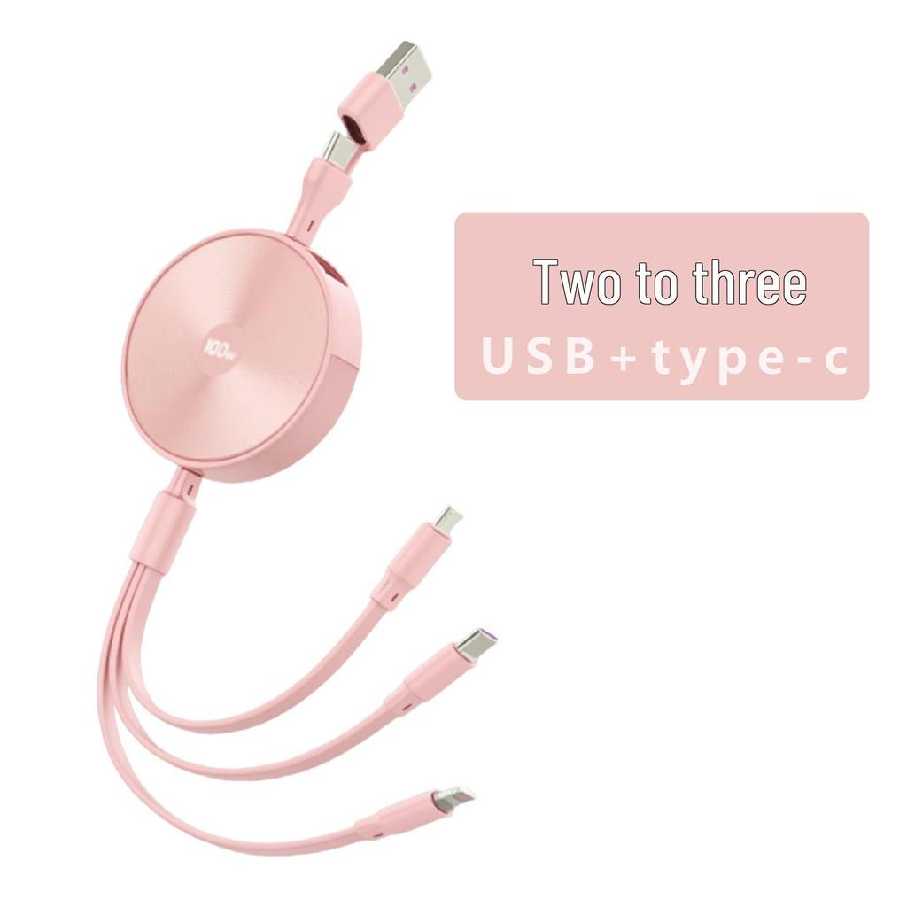 3-in-1 100W Fast Charging Cable, Compatible with Apple and Huawei, 6A Single Pull Design