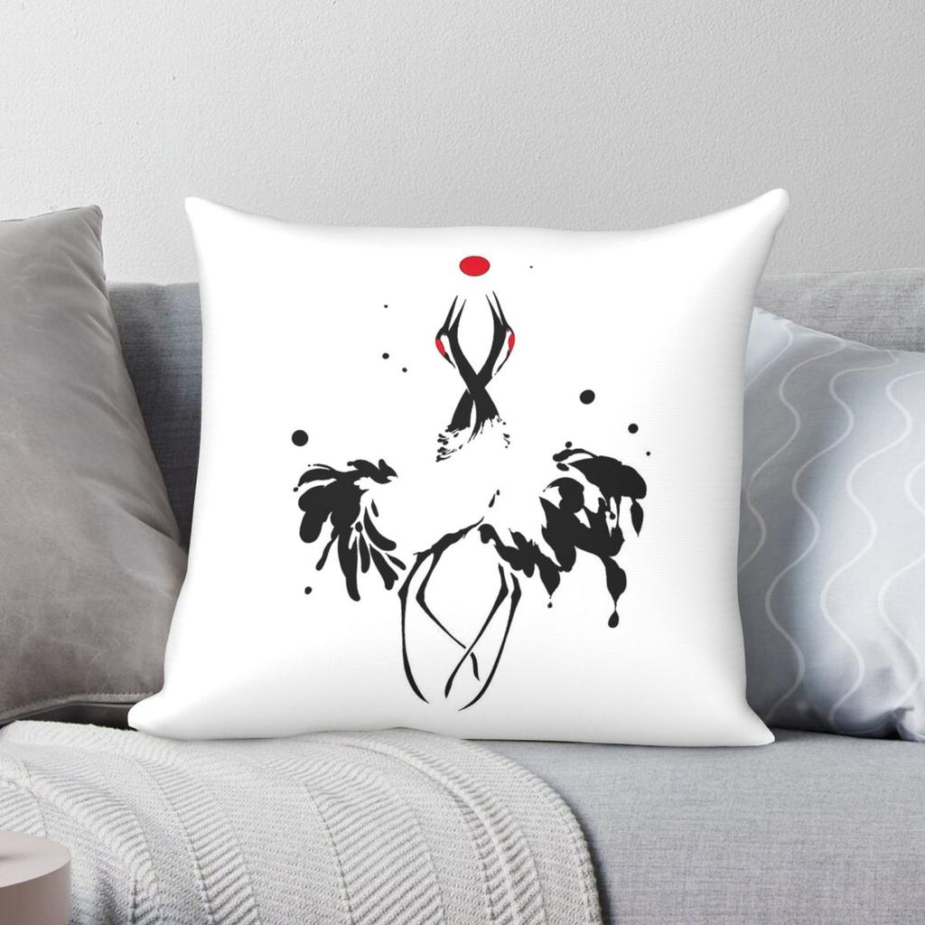 Japanese Cranes Transcen Dance Square Pillowcase Polyester Linen Velvet Pattern Zip Decor Pillow Case Home Cushion Cover