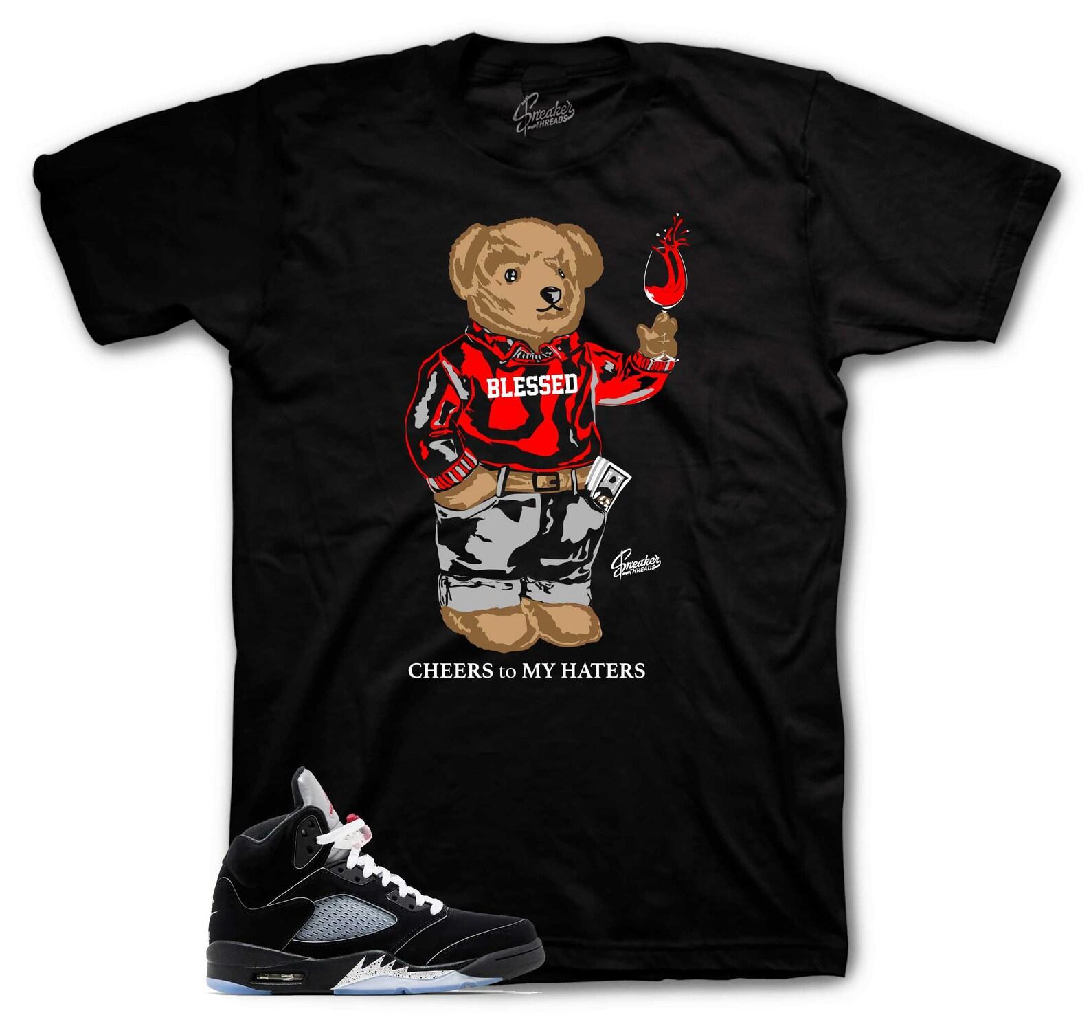 T-Shirt To Match Retro 5 Black Metallic AJ5 Reimagined - Cheers Bear Sneaker Tees 2XL