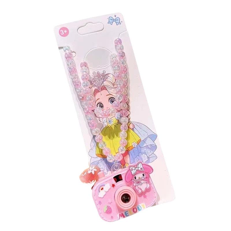 Children's Luminous Projection Camera Necklace Toy - Cute Beaded Jewelry Gift for Little Girls