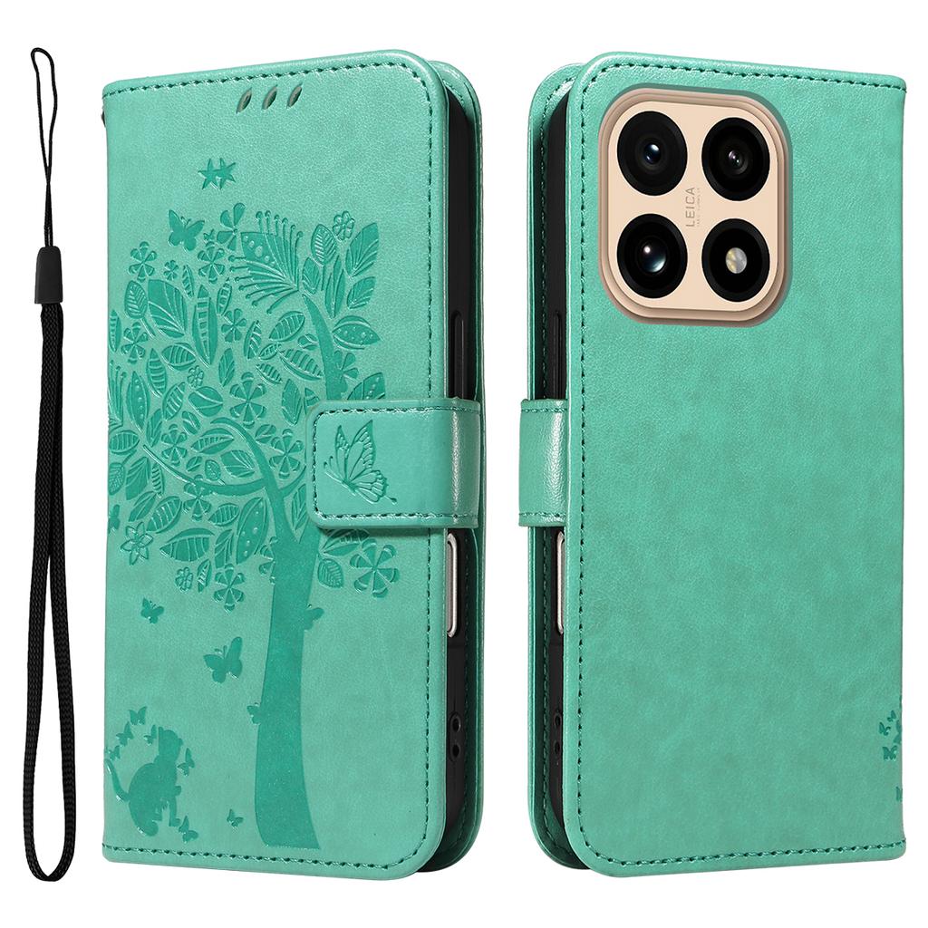 For Xiaomi 15T Phone Case with Stand Cat Tree Pattern Leather Wallet Mobile Cover