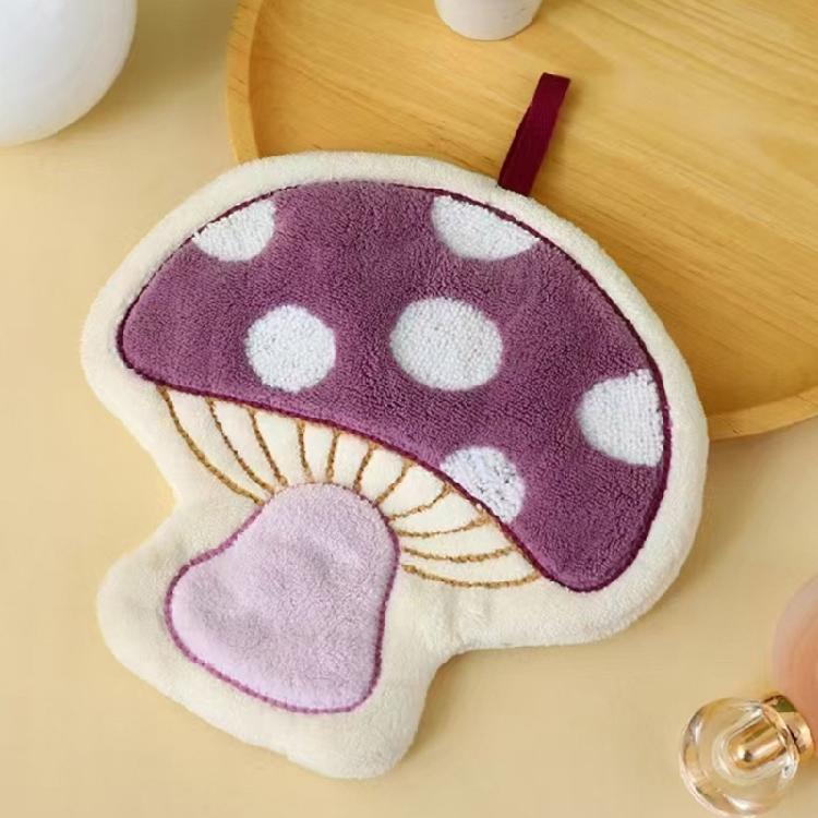 Mushroom Themed Hand Towel Coral Fleece Fabric Soft and Absorbent for Everyday Use