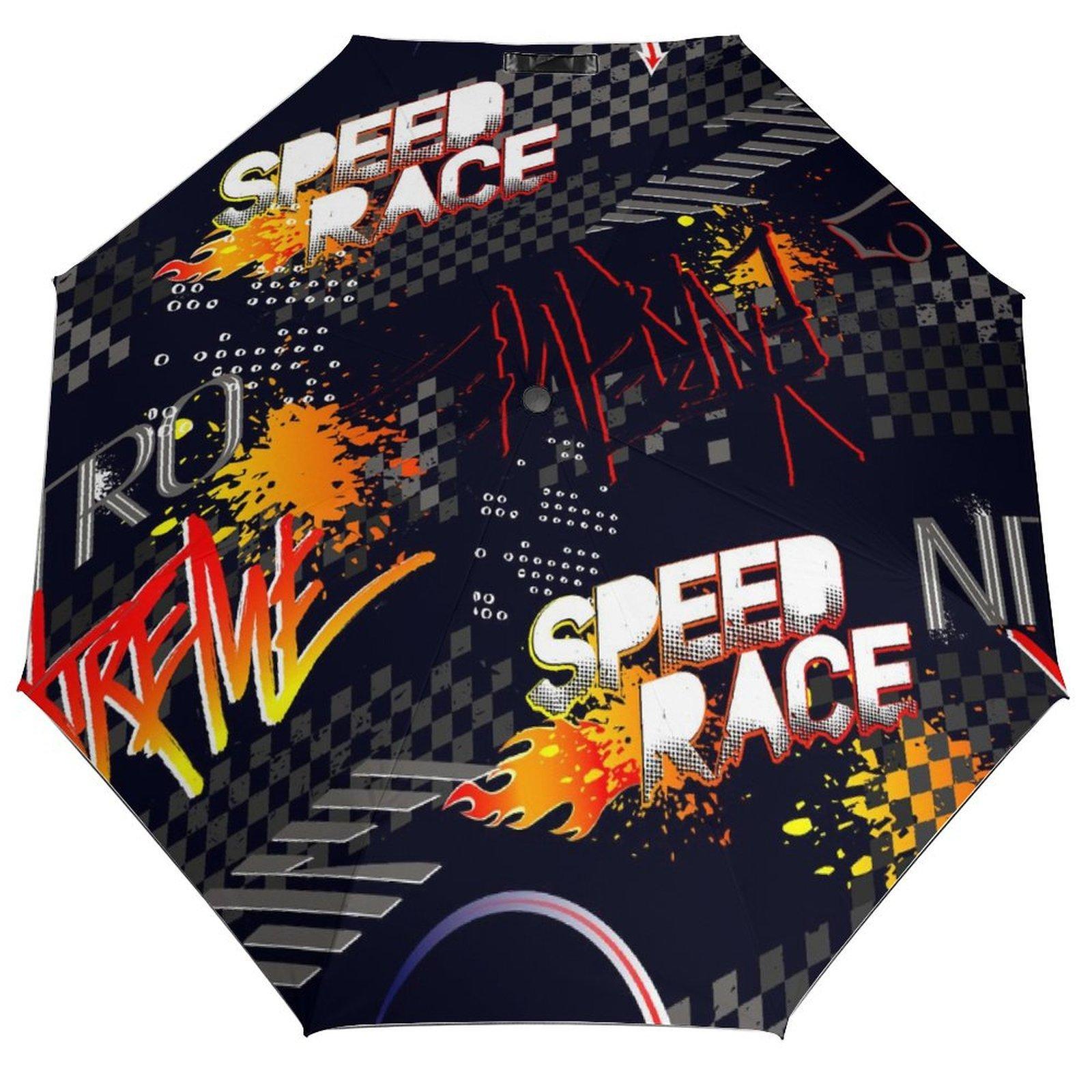 

1 Pack Automatic Umbrella Featuring Uv Resistant Layer And Strong Ribs For Outdoor Travel With Graffiti Accent чорний