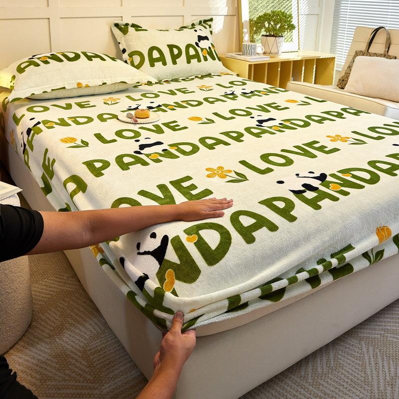 New A-class Milk Fleece Bed Sheet Thickened Warm Mink Fleece Mattress Cover Fully Wrapped