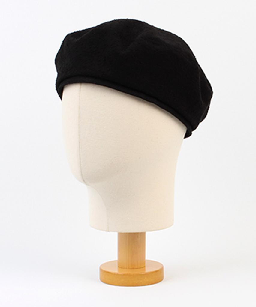 Belted Black Towel Knit Beret